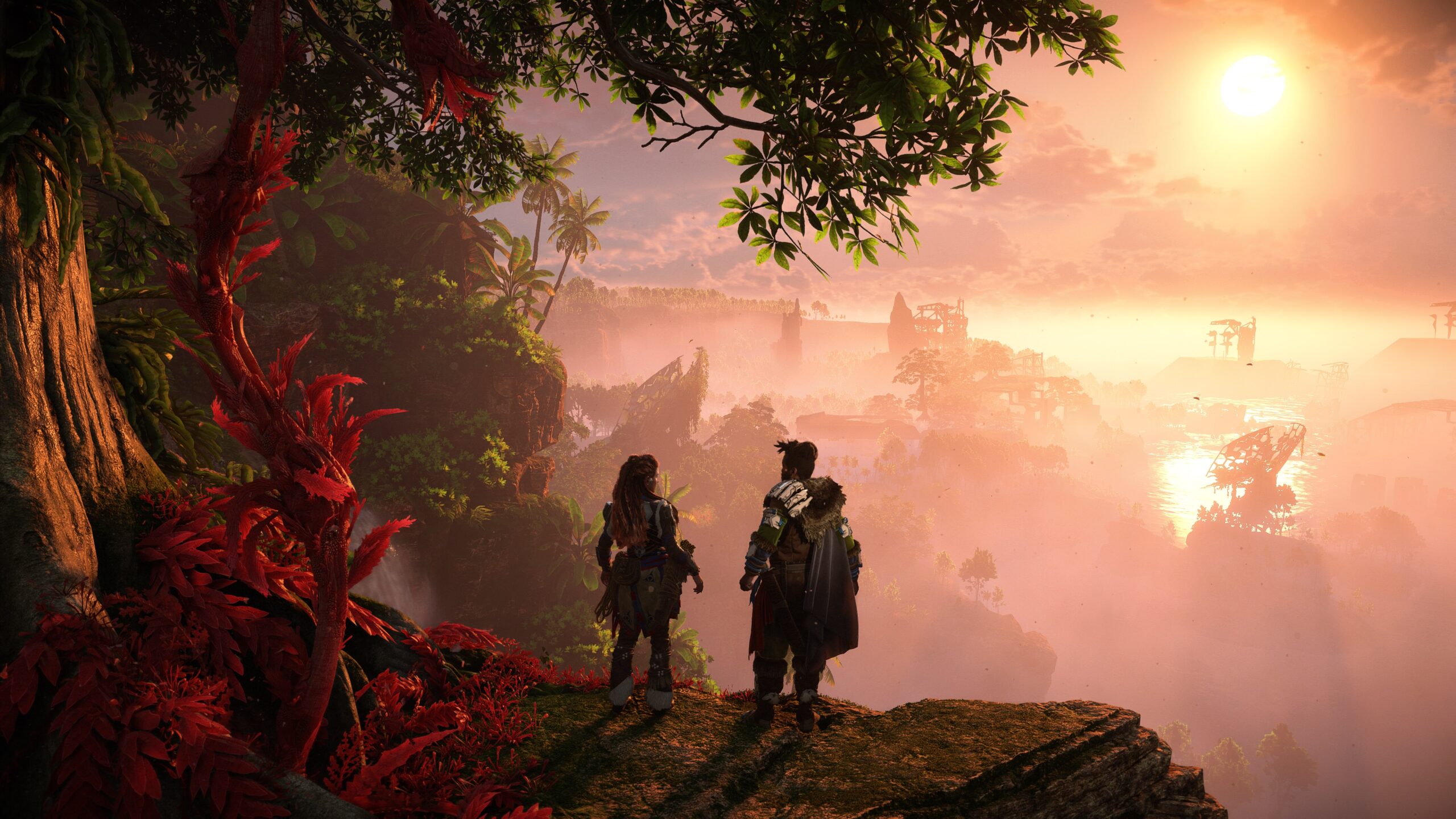 Cena final de Horizon Forbidden West mostrando Aloy e o mundo ao fundo