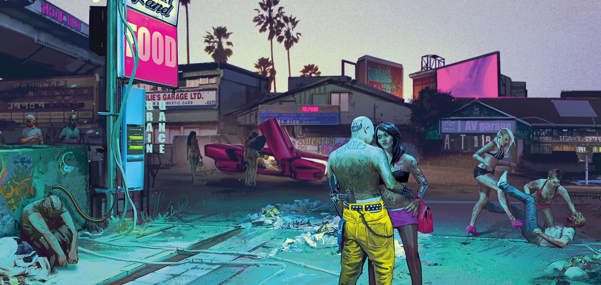 V olhando para a cidade de Night City em Cyberpunk 2077